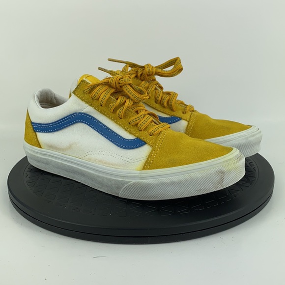 Vans Old Skool Yellow/Blue/White Suede Skate Shoes Women's Size 8 - Picture 3 of 12